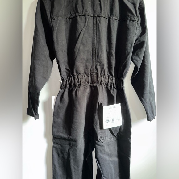 Etica Denim Jumpsuit Women Size XS Janai Moto Black Beauty Cotton Blend Zip-Up - Picture 5 of 8